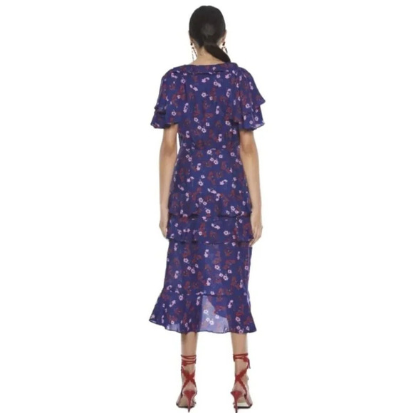 La Maison Talulah The Yearning Ruffle Midi Dress Purple Floral Bohemian Size S - Picture 7 of 8